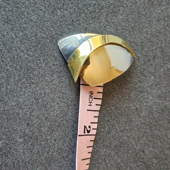 Vintage Sterling silver and brass handmade clip on earrings, Mexico 925 - Picture 6 of 6